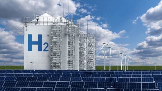 Mix of green energy production from sun and wind used for producing hydrogen