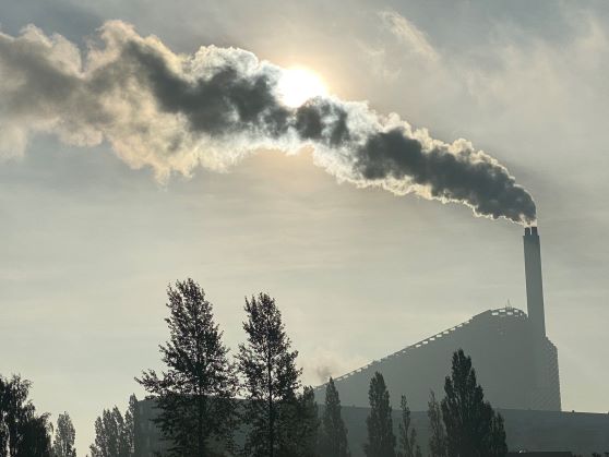 Photo of Copenhill thermal power plant with visible smoke